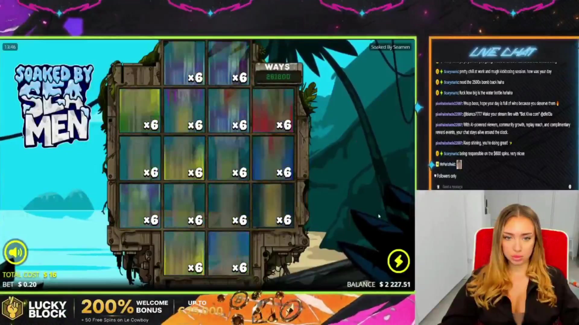 Soaked by Seamen: $563.62 win (35.22x)
