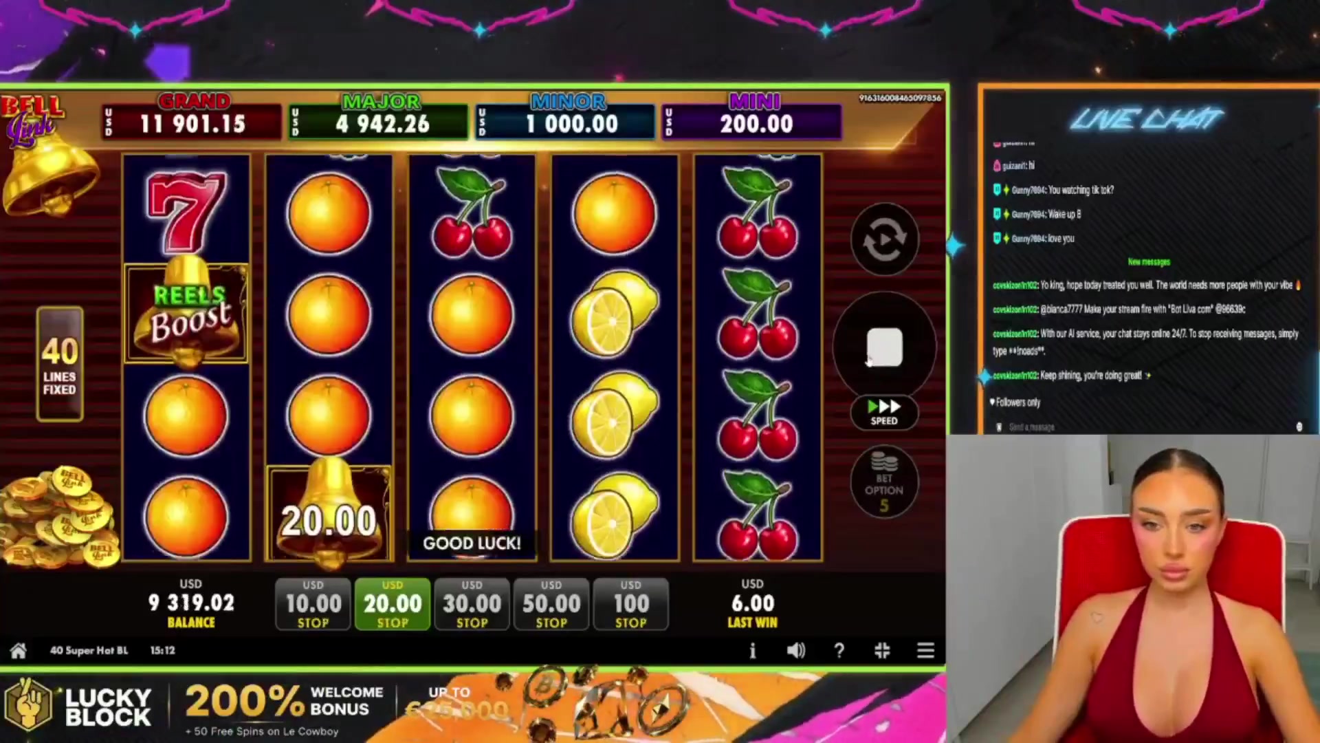 40 Super Hot Bell Link: $3,040.00 win (151.95x)