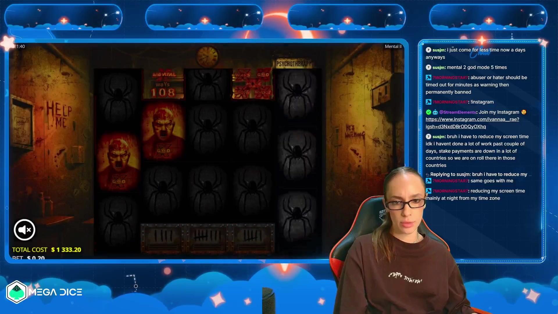 Mental II: $19,999.80 win (14.99x)