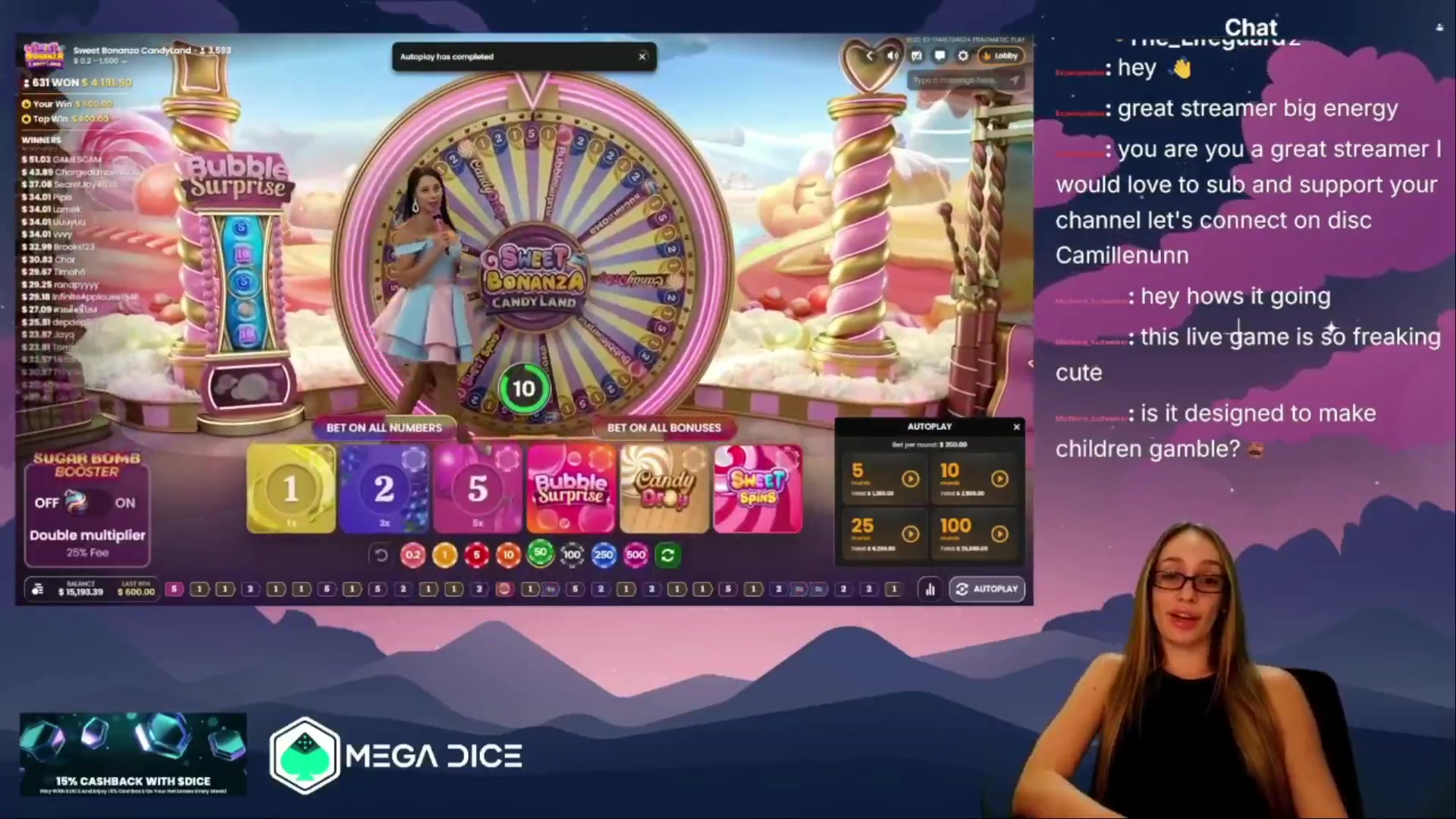 Sweet Bonanza CandyLand: $12,515.00 win (50.05x)