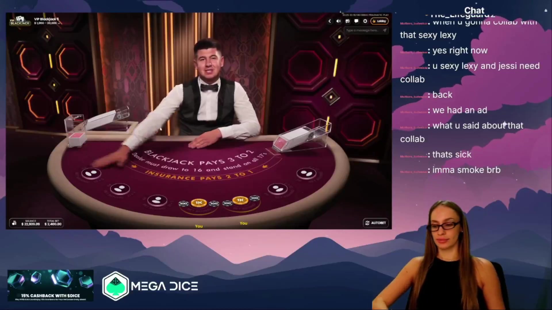 VIP Blackjack 5: $6,000.00 win (6x)
