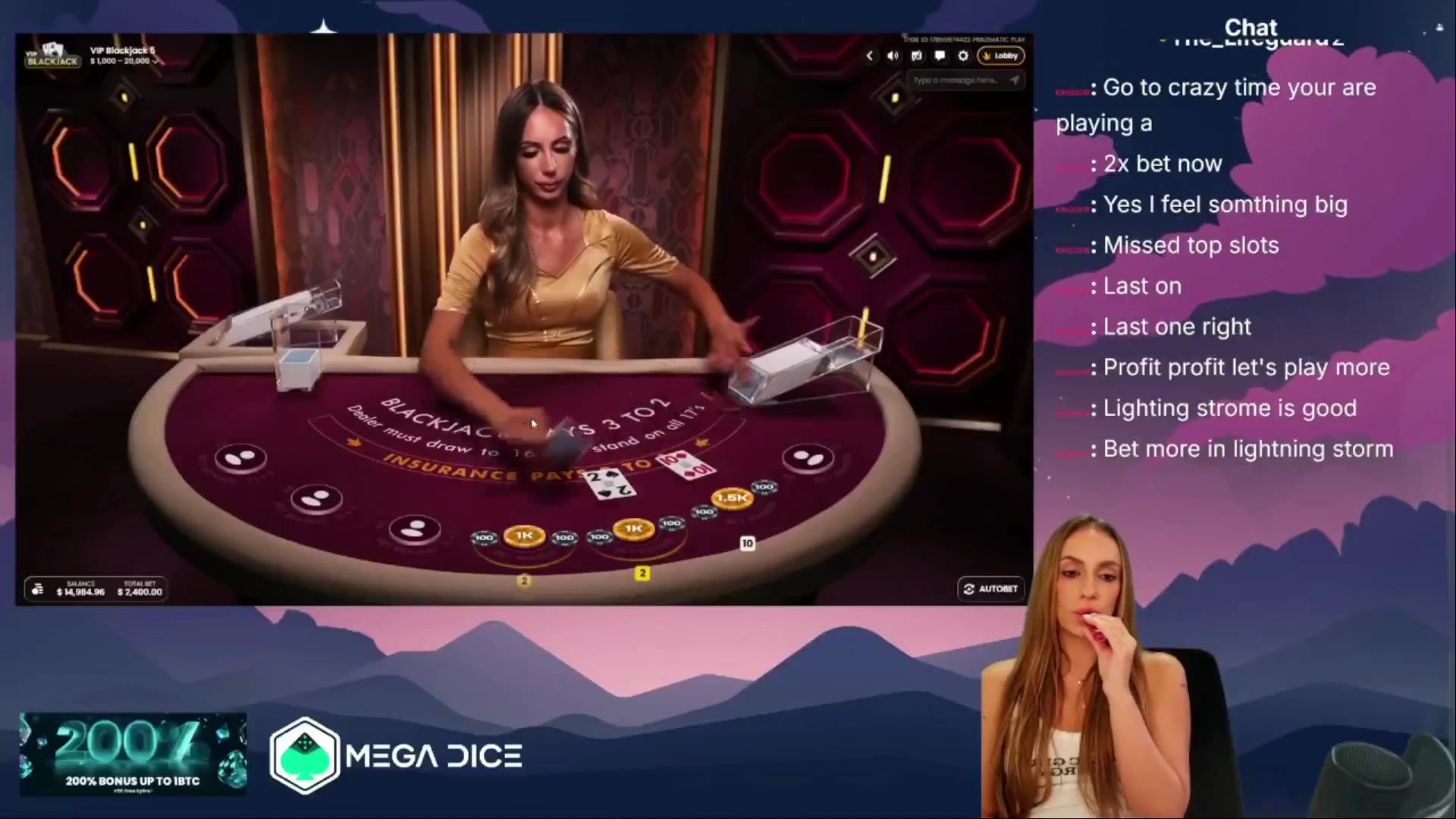 VIP Blackjack 5: $6,000.00 win (6x)