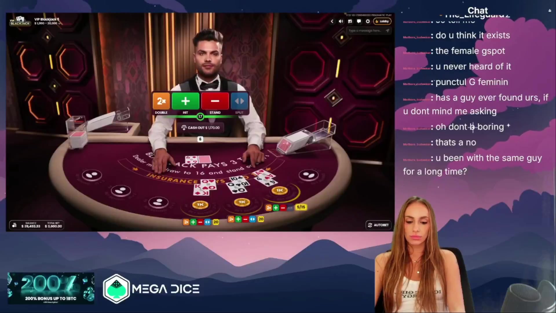 VIP Blackjack 5: $8,000.00 win (8x)