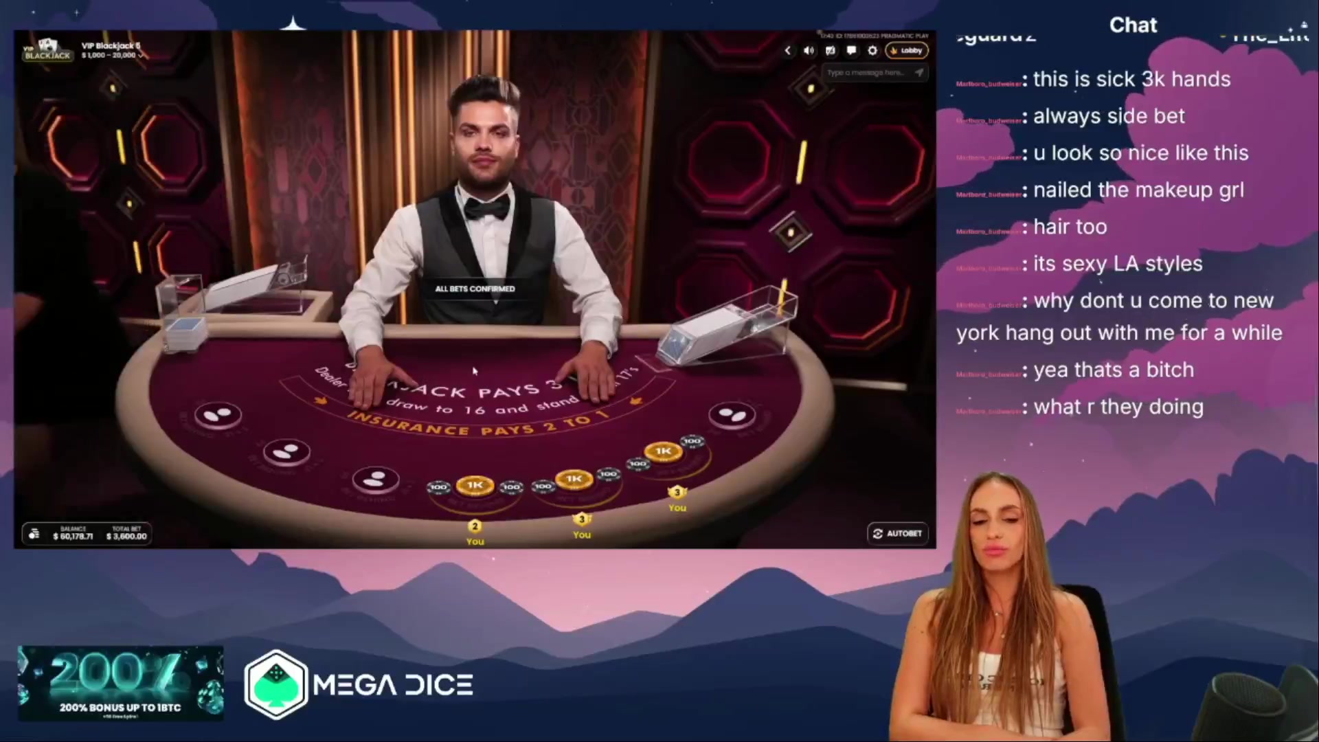 VIP Blackjack 5: $8,000.00 win (8x)