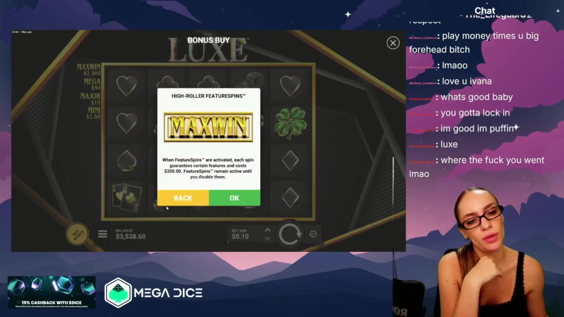 The Luxe: $2,000.00 win (10x)