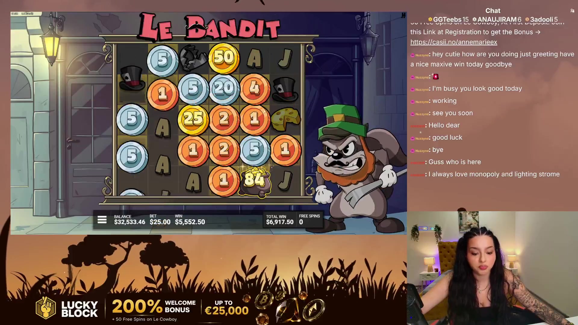 Le Bandit: $6,917.50 win (92.23x)