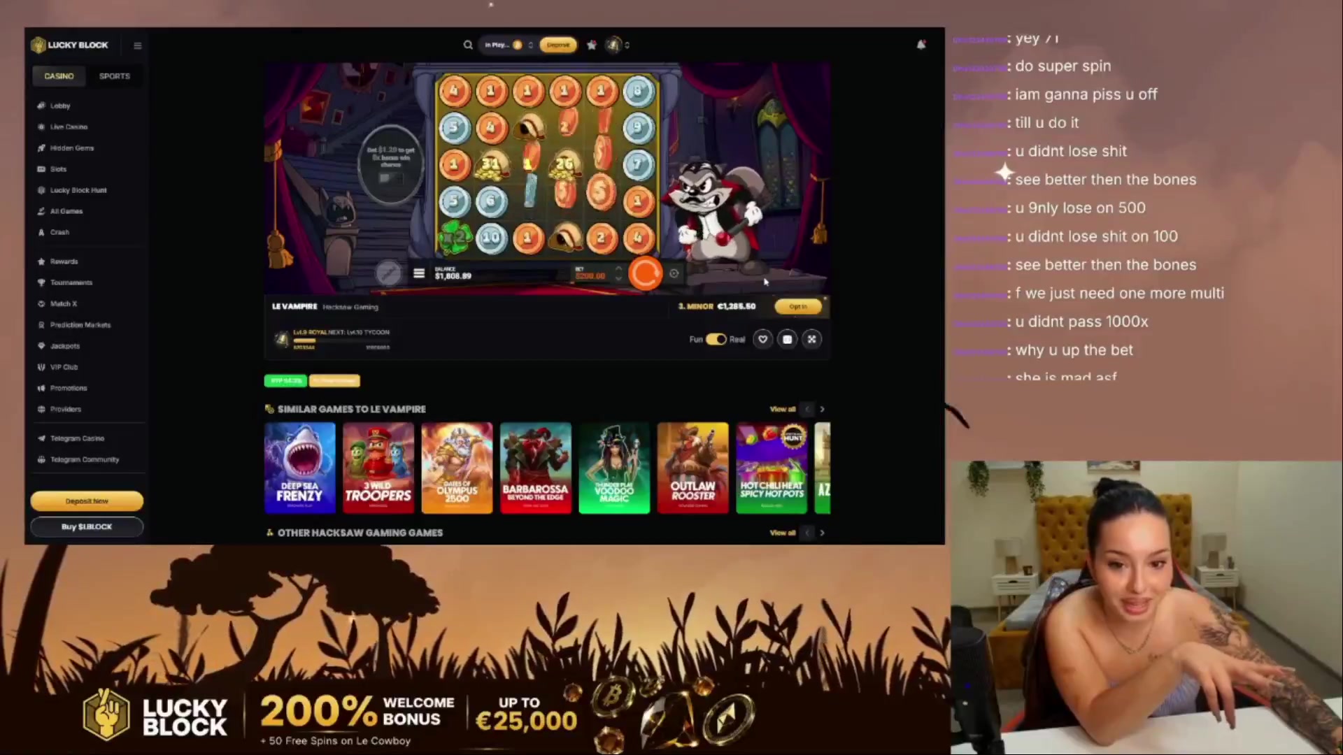 Le Vampire: $4,448.40 win (22.25x)