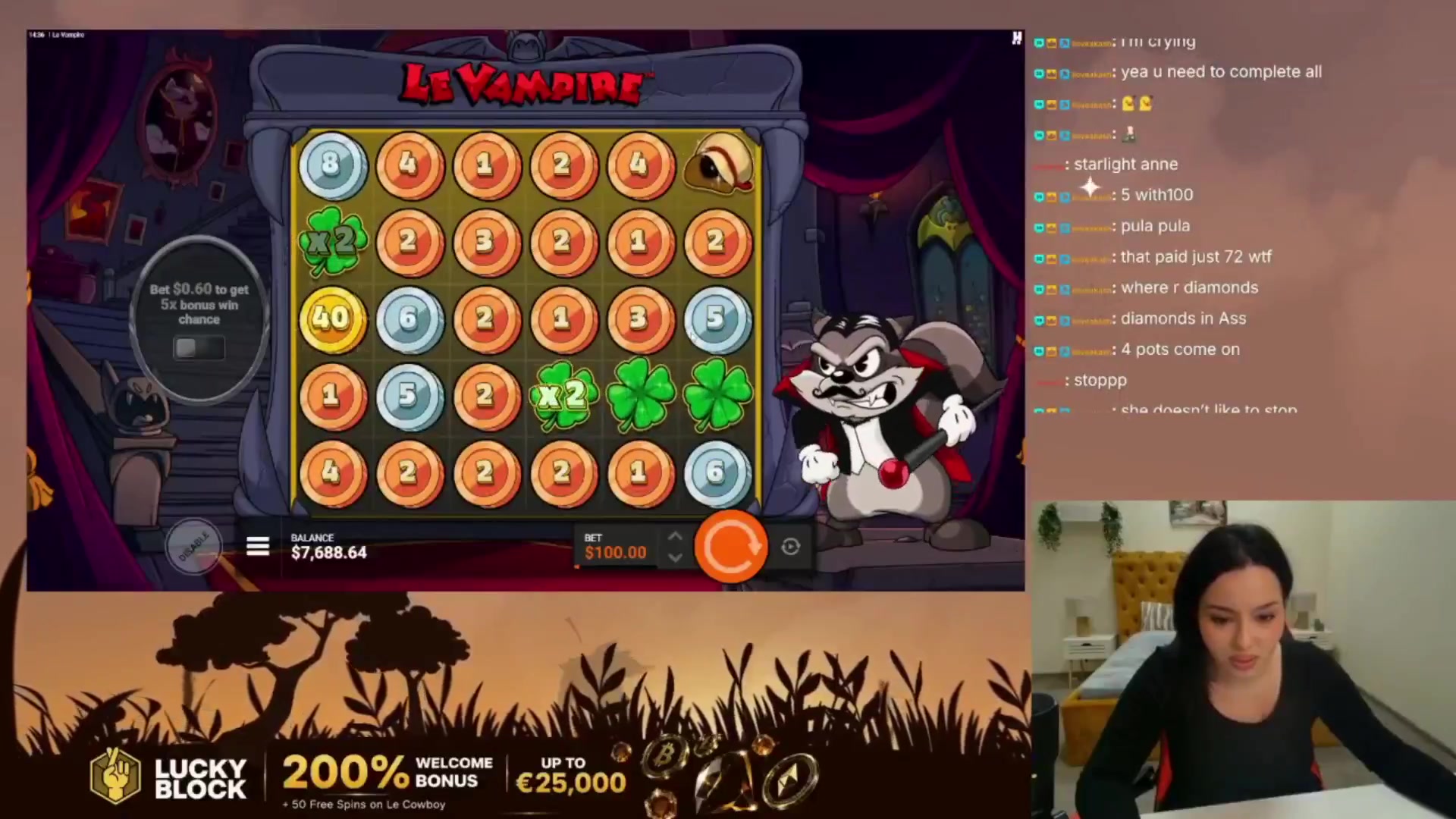 Le Vampire: $2,123.40 win (21.23x)